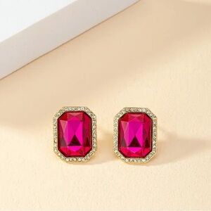 Oversized Pink Gemstone Earrings